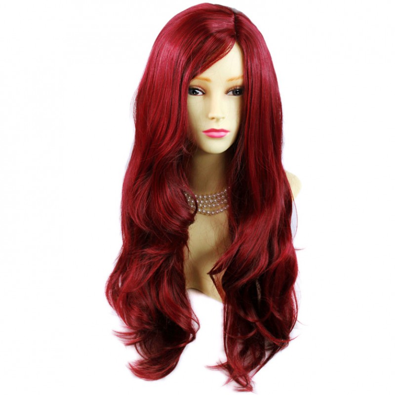 Wiwigs Sexy Fabulous Long Layers Wavy Wig Burgundy Mix Red Ladies Wigs Skin Top Uk