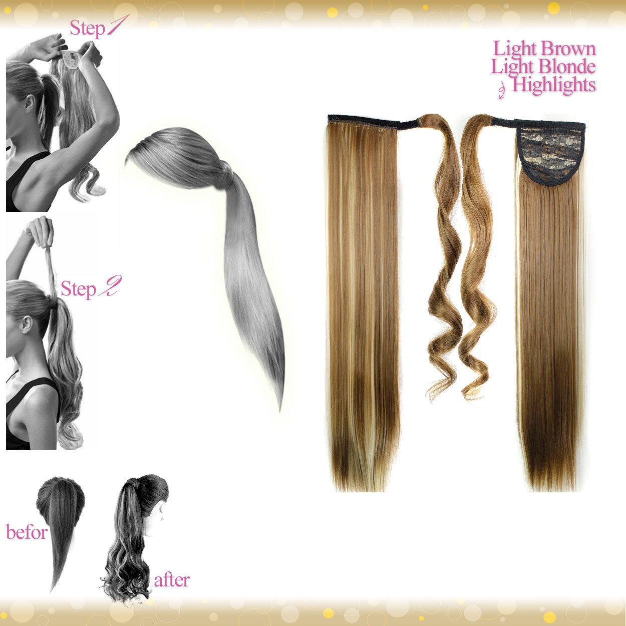 Wiwigs Wrap Around Clip In Pony Straight Light Brown Light
