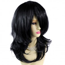 Face Frame Wavy Long Jet Black Ladies Wigs Natural Hair from WIWIGS UK
