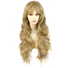Sexy Beautiful Curly Golden Blonde Long Wavy Ladies Wigs skin top wig UK