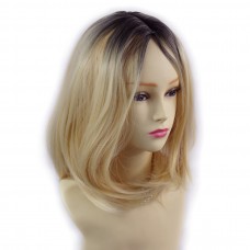 Wiwigs ® Wonderful Medium Bob Style Wig Light Golden Blonde & Dark Brown Dip-Dye Ombre Hair UK