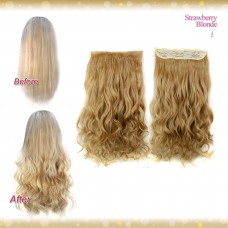 Half head 1 Piece clip In Curly Strawberry Blonde Hair Extensions UK