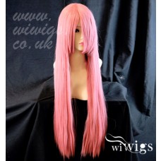 Heat Resistant Cosplay Long Layes Straight Milk Pink Ladies Wigs Skin Top UK
